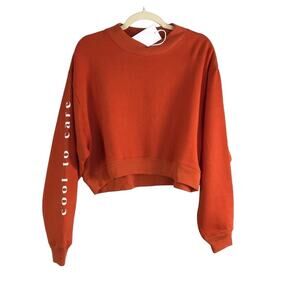 BOYISH Crop Pullover S  Graphic "Cool To Care" Gender Neutral Gorpcore Boho NWT
